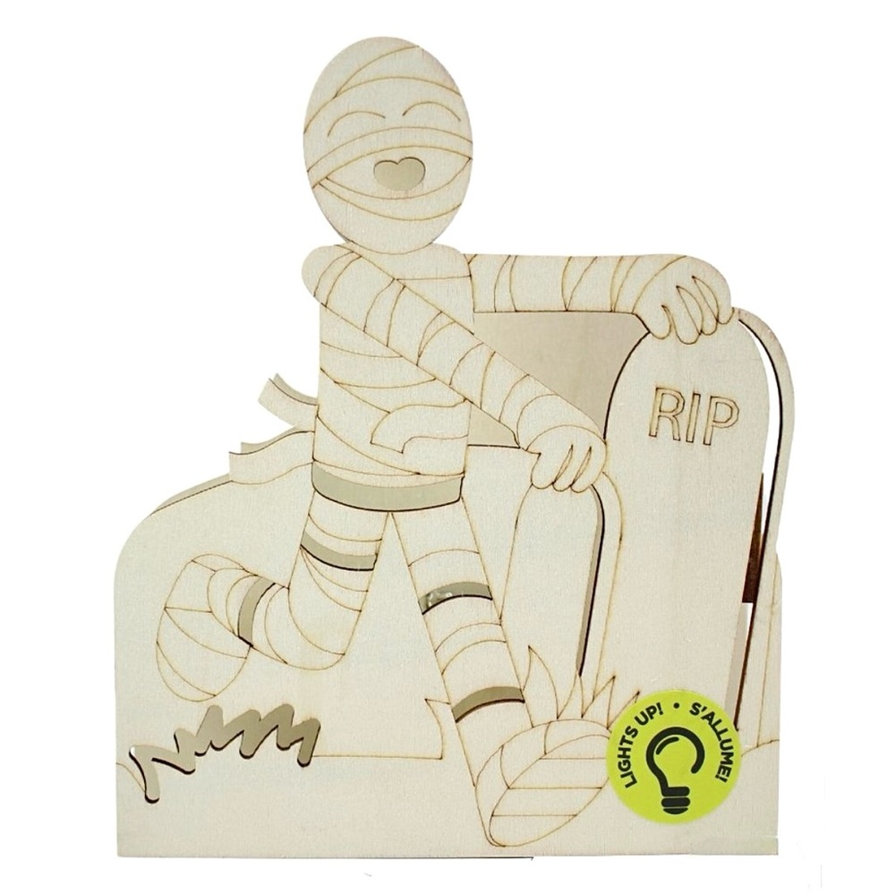 Wooden Mummy Halloween Light Up Decoration Halloween DIY Kids Craft